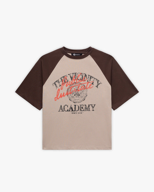BICOLOR PUBLIC INSTITUTE TEE BROWN/CREAM