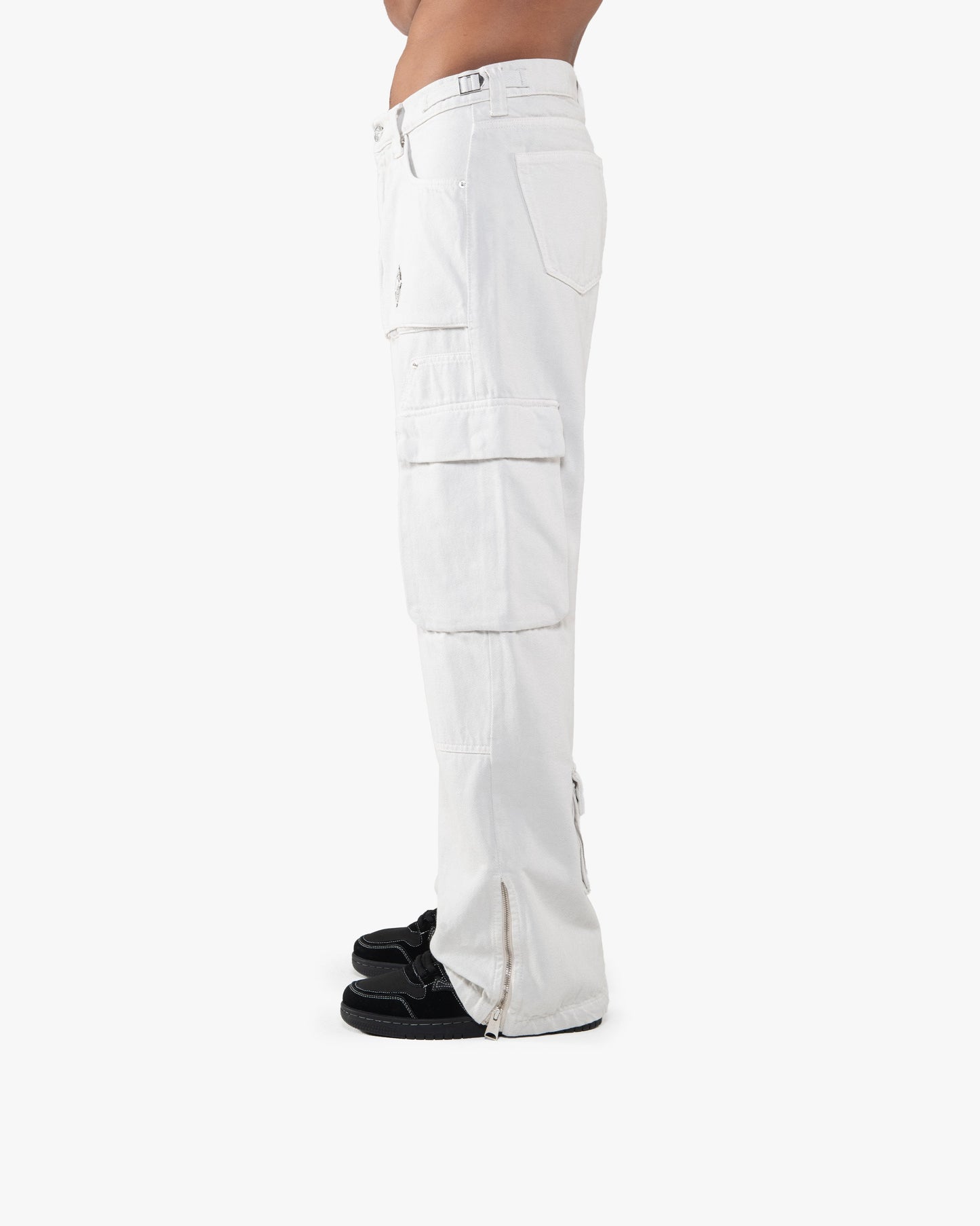 FLARED CARPENTER CARGOPANTS LIGHT GREY