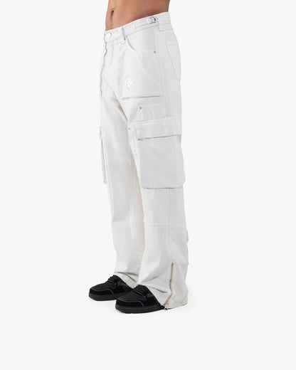 FLARED CARPENTER CARGOPANTS LIGHT GREY